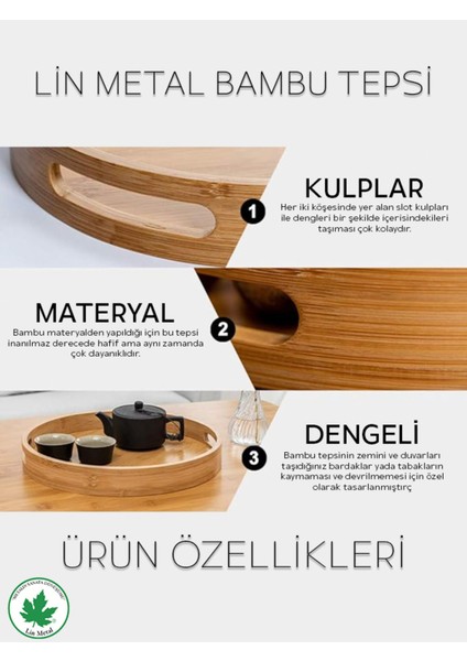 30 cm Yuvarlak Bambu Tepsi, Kulplu, Sunum ve Servis Için Modern Tahta Tasarımı indirimleri