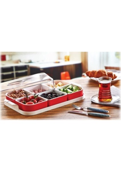 6 Bölmeli Renkli Kahvaltı Seti, Pratik ve Şık Tasarım, DC-5506