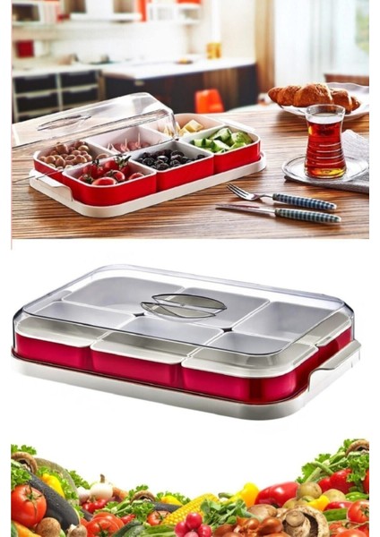 6 Bölmeli Renkli Kahvaltı Seti, Pratik ve Şık Tasarım, DC-5506 modelleri