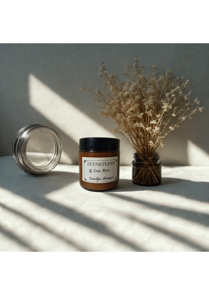 Vanilya, Gül, Amber Kokulu Amber Cam Kavanoz 100 cc Soya Mum fiyatları