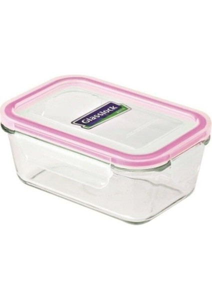 Şeffaf Dikdörtgen Cam Saklama Kabı, 980 Ml, Beyaz Detaylı, Pratik Kullanım Sağlar.