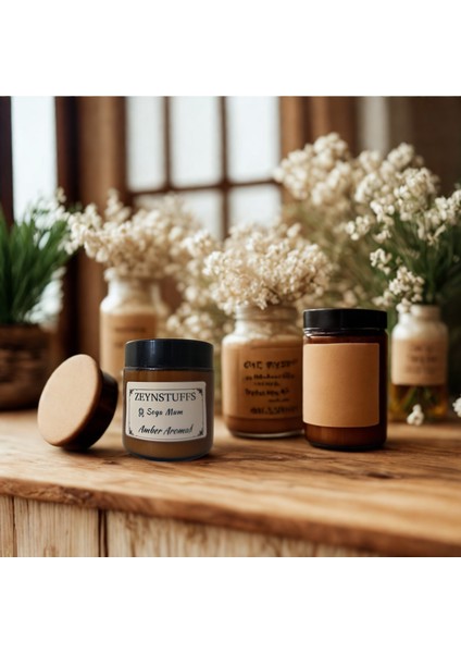 Vanilya, Gül, Amber Kokulu Amber Cam Kavanoz 100 cc Soya Mum fiyatları
