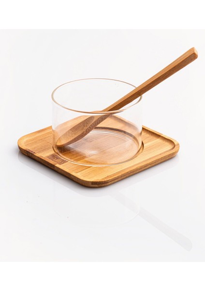 Dörtli Bambu Tabaklı Borosilikat Cam Sufle Seti, Şık ve Dayanıklı Mutfak Gereçleri fiyatları