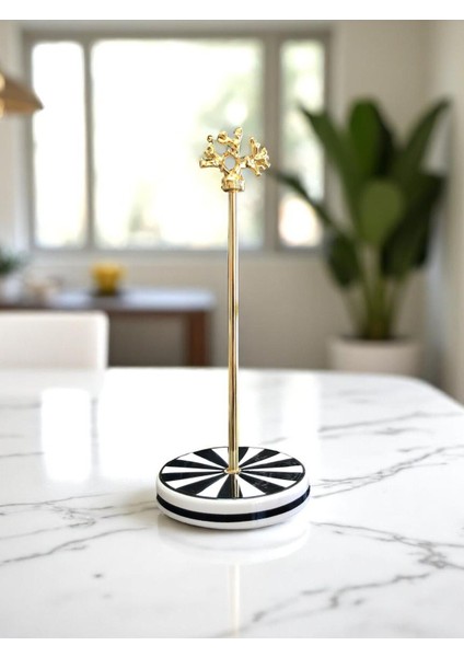 Seramik Siyah Rulo Peçetelik, Dik Çizgi Tasarım, Şık Mutfak Aksesuarı