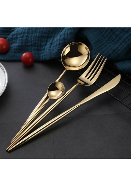 Altın Kaplama 6'lı Yemek Bıçak Seti, Şıklık ve Dayanıklılık Bir Arada