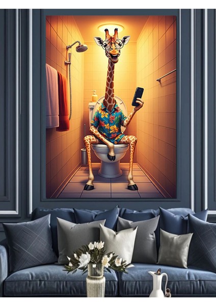 Renkli Oturan Zürafa Dekoratif Kanvas ve Ahşap Tablo indirimleri