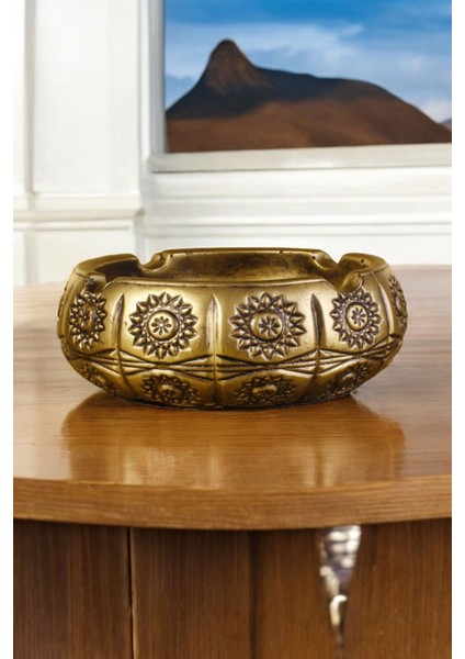 Şık Küllük Kül Tablası, Altın Eskitme Renk, Zarif ve Modern Tasarım