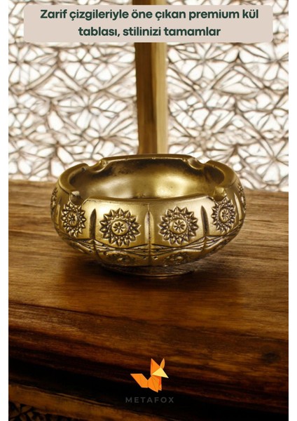 Şık Küllük Kül Tablası, Altın Eskitme Renk, Zarif ve Modern Tasarım fiyatları