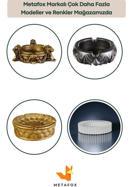 Şık Küllük Kül Tablası, Altın Eskitme Renk, Zarif ve Modern Tasarım