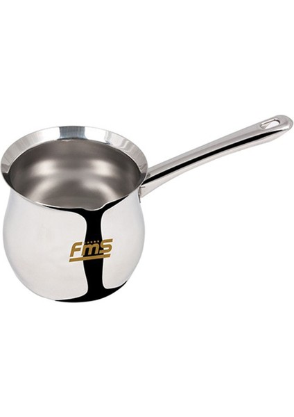 Paslanmaz Çelik No:6 Cezve 850 ml Çelik Saplı Sütlük 7009 Beyaz