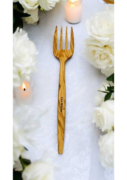 El Yapımı Ahşap Servis Çatalı, 26,5 Cm, Doğal ve Şık Kahverengi Tasarım fiyatları