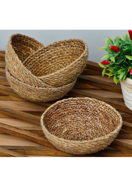 Bej Hasır Çerezlik Sunum Tabağı 3'lü Organizer Seti