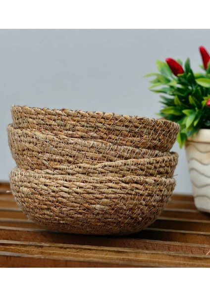 Bej Hasır Çerezlik Sunum Tabağı 3'lü Organizer Seti fiyatları