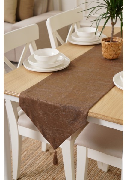 Kahverengi 35X90 cm Dekoratif Desenli Şık Runner, Evinizi Güzelleştiren Detay. fırsatları