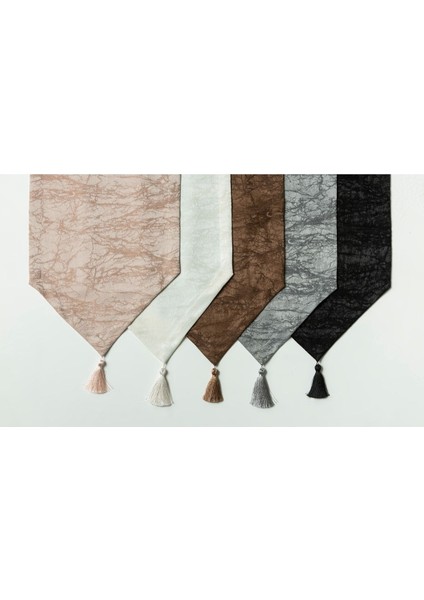 Kahverengi 35X90 cm Dekoratif Desenli Şık Runner, Evinizi Güzelleştiren Detay.