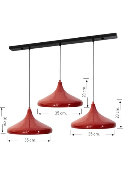 Şık Üçlü Sarkıt Lamba, Kırmızı, Modern ve Şık Tasarım, Oturma ve Yemek Alanı Için fırsatları