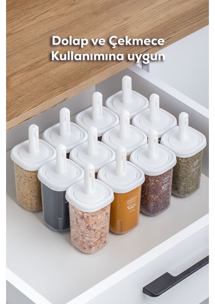 14'lü Kaydırmalı Sızdırmaz Baharatlık Seti, Kapaklı, Etiketli, Yağdanıklı fiyatları