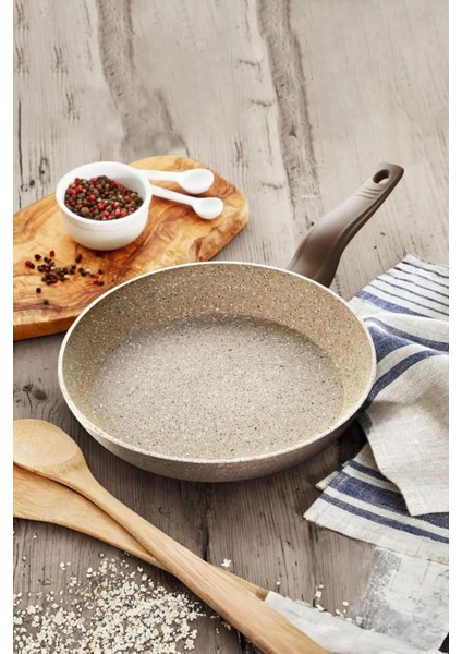 26 cm Granit Tava, Şık Kahverengi ve Gri Renk Seçenekleri