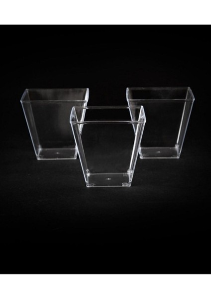 Şeffaf Kristal Plastik Akrilik Prizma Kase 200CC 24'lü Set
