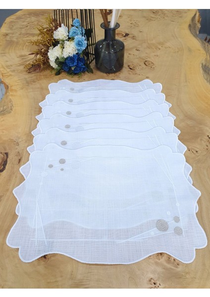 Şık Nakışlı Keten Amerikan Servis Takımı ve Tabak Altlığı, 1 Adet fiyatları