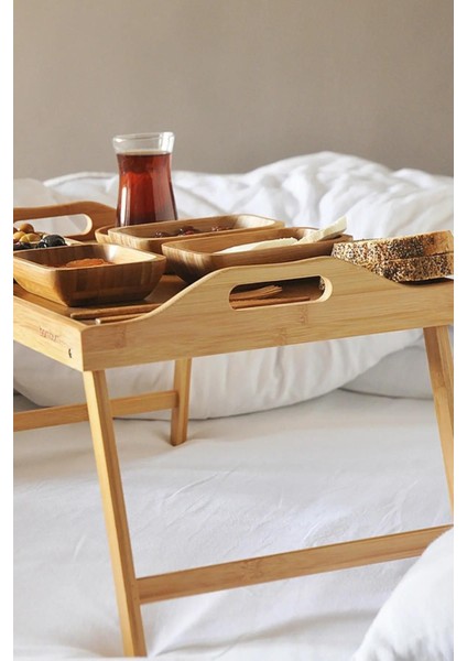 Bambu Ayaklı Keyif Tepsi 50X30X6CM, Şık ve Doğal Tasarım