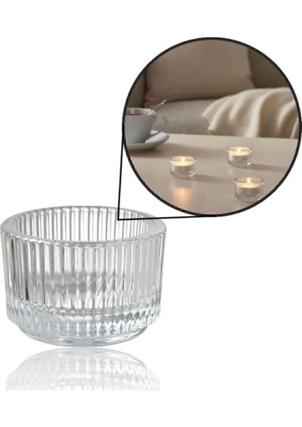 Turuncu Saydam Cam Mumluk Seti, 3'lü, Şık ve Zarif Dekorasyon Parçası