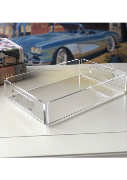 Şeffaf Pleksi Tepsi 25CM x 17CM, Şık ve Kullanışlı Ev ve Ofis Düzenleme Ürünü