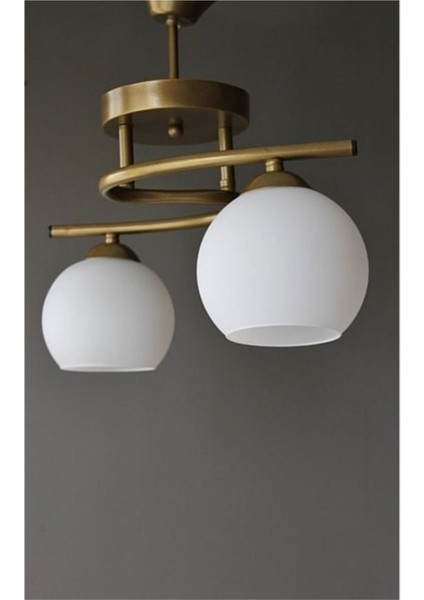 Şık Beyaz Cam Eskitme 2'li Avize, Zarif ve Modern Aydınlatma Seçeneği