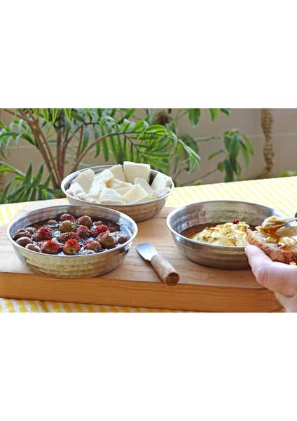 El Işlemeli Çelik Kase Seti, Şık ve Dayanıklı 3'lü Tasarım fiyatları