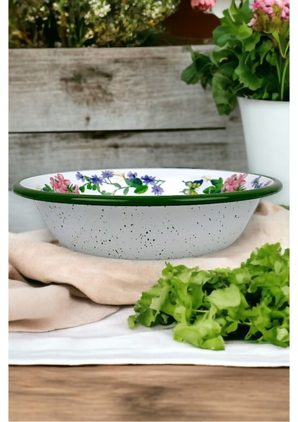 Yeşil 24 cm Emaye Kase, Çukur, Salata ve Cips Tabak fırsatları