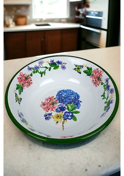 Yeşil 24 cm Emaye Kase, Çukur, Salata ve Cips Tabak indirimleri