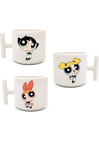 El Yapımı 3'lü T Kulplu Fincan, Renkli Tasarım, Şık ve Kullanışlı.