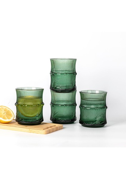 Yeşil Gravürlü Meşrubat Bardağı Takımı (4'lü)