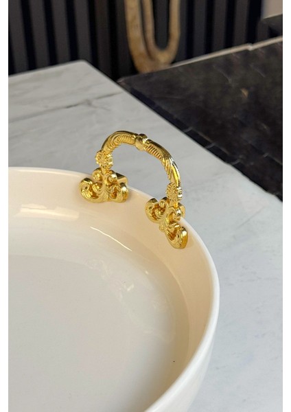 Şık Metal Ayaklı Porselen Kase ve Sunumluk, Sarı Renkli, Çok Amaçlı Kullanım modelleri