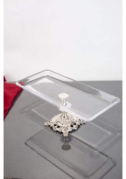 Gümüş Detaylı Dikdörtgen Servis Tepsi 30X14X15 Cm, Şık ve Kullanışlı Ürün fiyatları