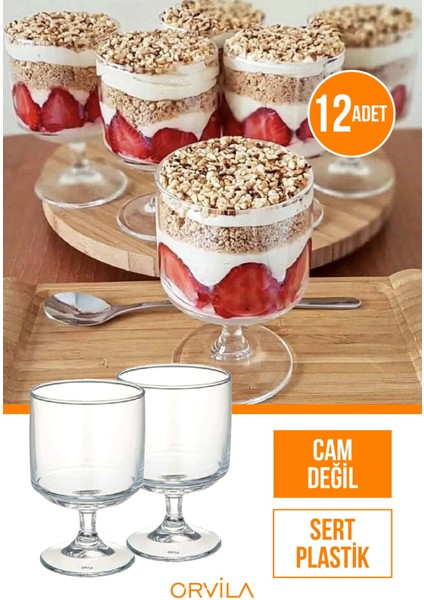 12'li Turuncu Tatlı Sunum Bardağı, Dayanıklı ve Şık Plastik Kase Seti