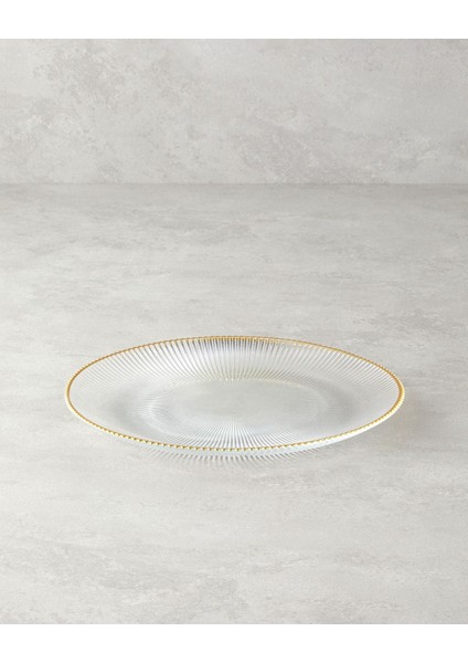 Şık Cam Servis Tabağı, Zarif Altın Detaylı, Şık ve Estetik Tasarım