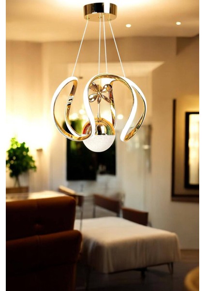 3 Renkli Kelebekli Taçlı Salon Oturma Odası LED Avize