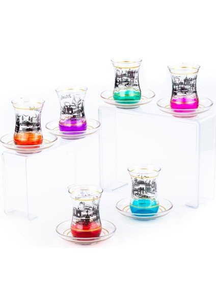 6 Kişilik Renkli Çay Bardağı Takımı, Şık ve Kullanışlı Set