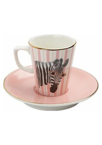 Pembe Zebra Desenli Kahve Fincanı 75 Cc, Şık ve Zarif Tasarım