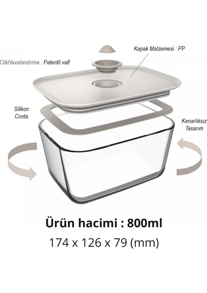Dikdörtgen Saklama Kabı 800ML Bej, Pratik ve Şık Mutfak Depolama Çözümü fırsatları