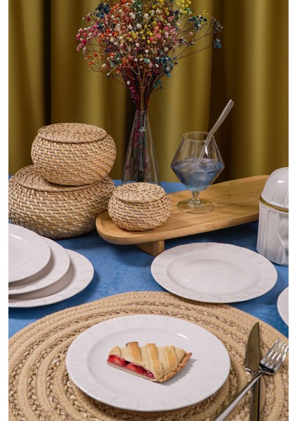 6 Parça Zümrüt Yalın Porselen Pasta Takımı, Ekru, Modern ve Bpa Free modelleri