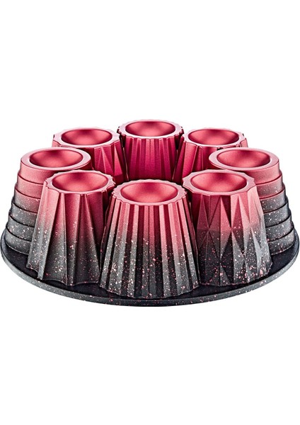 Kırmızı 26 cm Döküm Granit Muffin Kek Kalıbı, Dayanıklı ve Şık Tasarım fiyatları