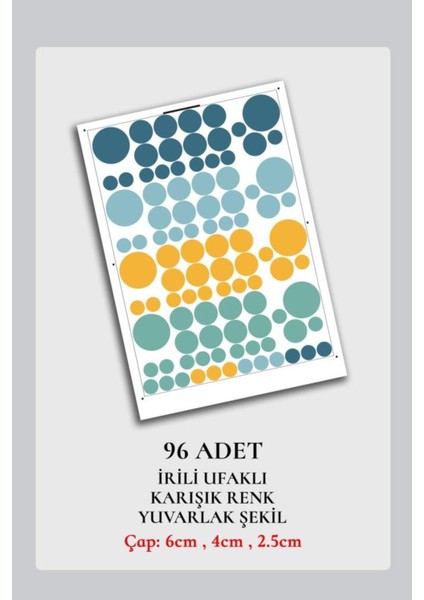 Mavi ve Turuncu Yuvarlak Duvar Sticker Seti, 95 Adet, Şık ve Eğlenceli Dekorasyon Seçeneği fiyatları