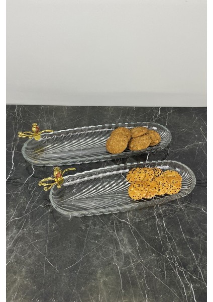 Nar Detaylı 2'li Oval Cam Sunum Tabağı, Şık ve Zarif Tasarım, Beyaz Renk. modelleri