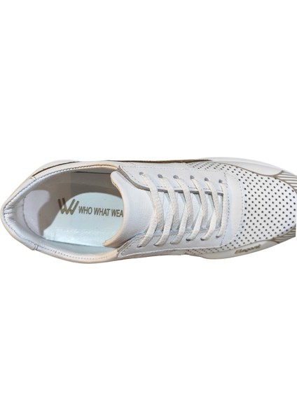 Erkek Hakiki Tabaka Deri El Yapımı Bağcıklı Üstü Delikli Sneakers Ayakkabı 25WM0313