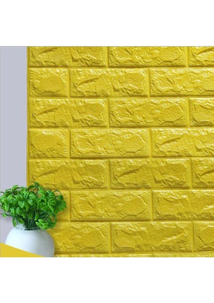 3D Kendinden Yapışkanlı Duvar Paneli, 70X77 Cm, Canlı Sarı Renk