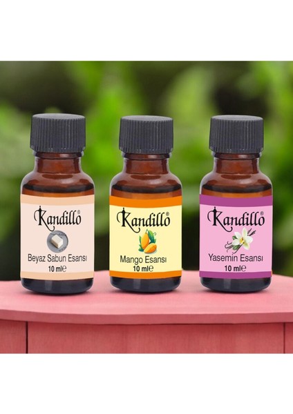 3'lü Mum Esansı Seti: Mango, Yasemin, Beyaz Sabun, Buhurdanlık, Soya Wax, Kurutma Topu