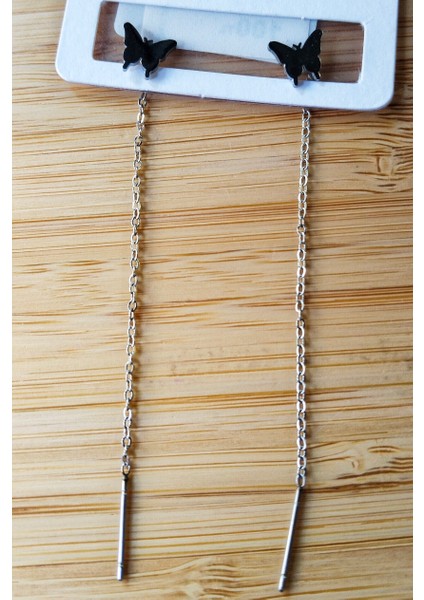 Gümüş Renk Metalik Figürlü Sallantılı Küpe