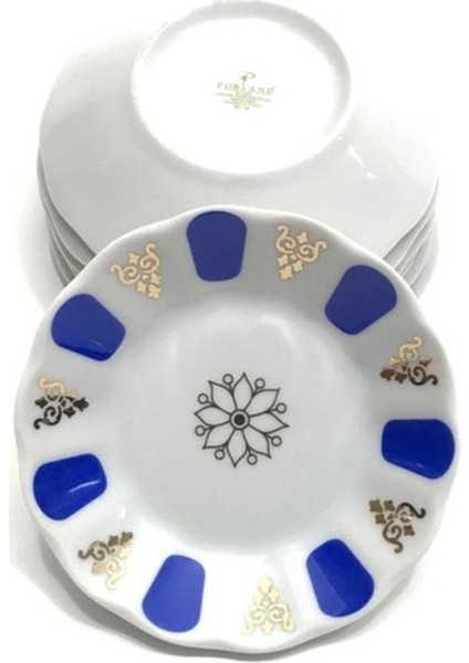 6 Kişilik Mavi Gold Porselen Kahve ve Çay Tabağı Takımı fiyatları